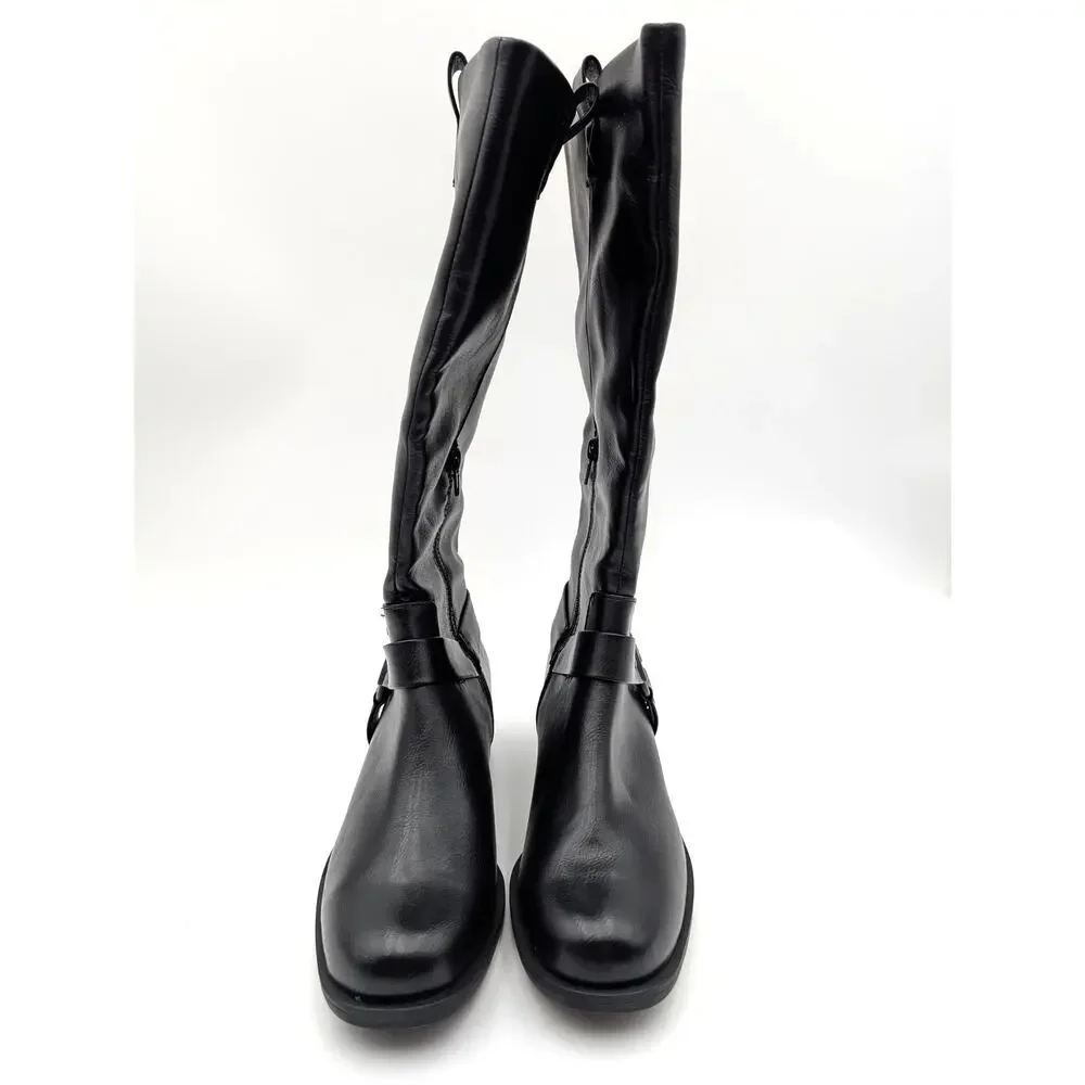 B.O.C Raena Knee High Harness Boots Side Zip Women's Black Size US8M EU38.5